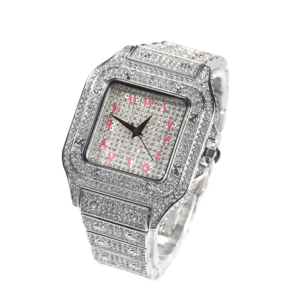 Full Iced Out Square Watch Quartz