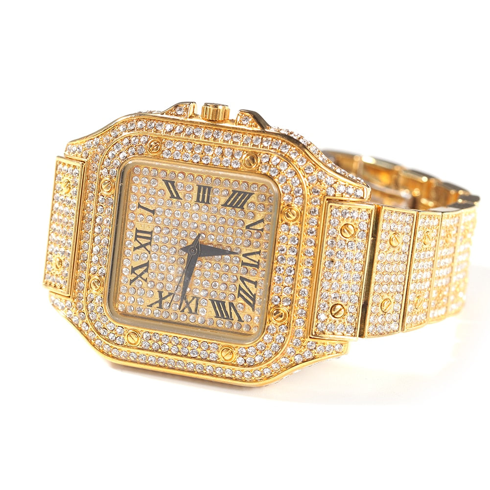 Full Iced Out Square Watch Quartz