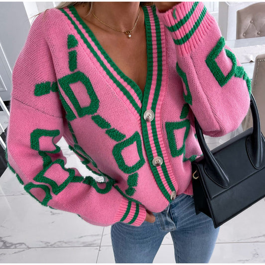 Autumn Winter Women Cardigan Knitted Sweater Jacket Warm Embroidery Fashion Knit Cardigans Coat Lady Loose Sweaters 2022