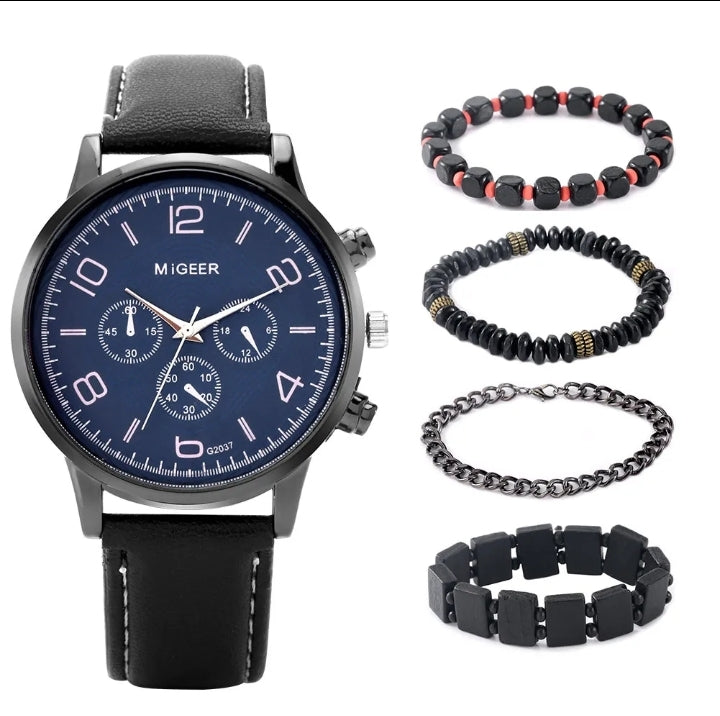 5 Pieces/Set Men Quartz Watch With bracelets